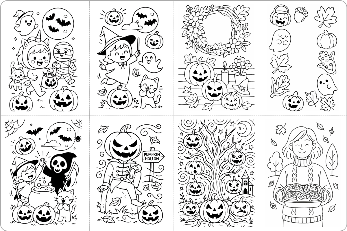 Halloween Activity Coloring PDF Page, a Seasonal Illustration by Nuvame Arts & Designs (Photo 8 of 8)