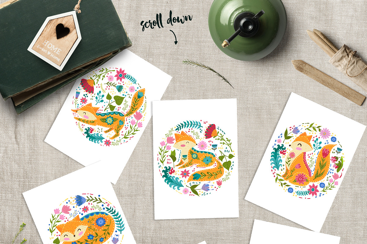 Vector Flower Foxes, an Animal Illustration by Olesya Agudova (Photo 2 of 8)