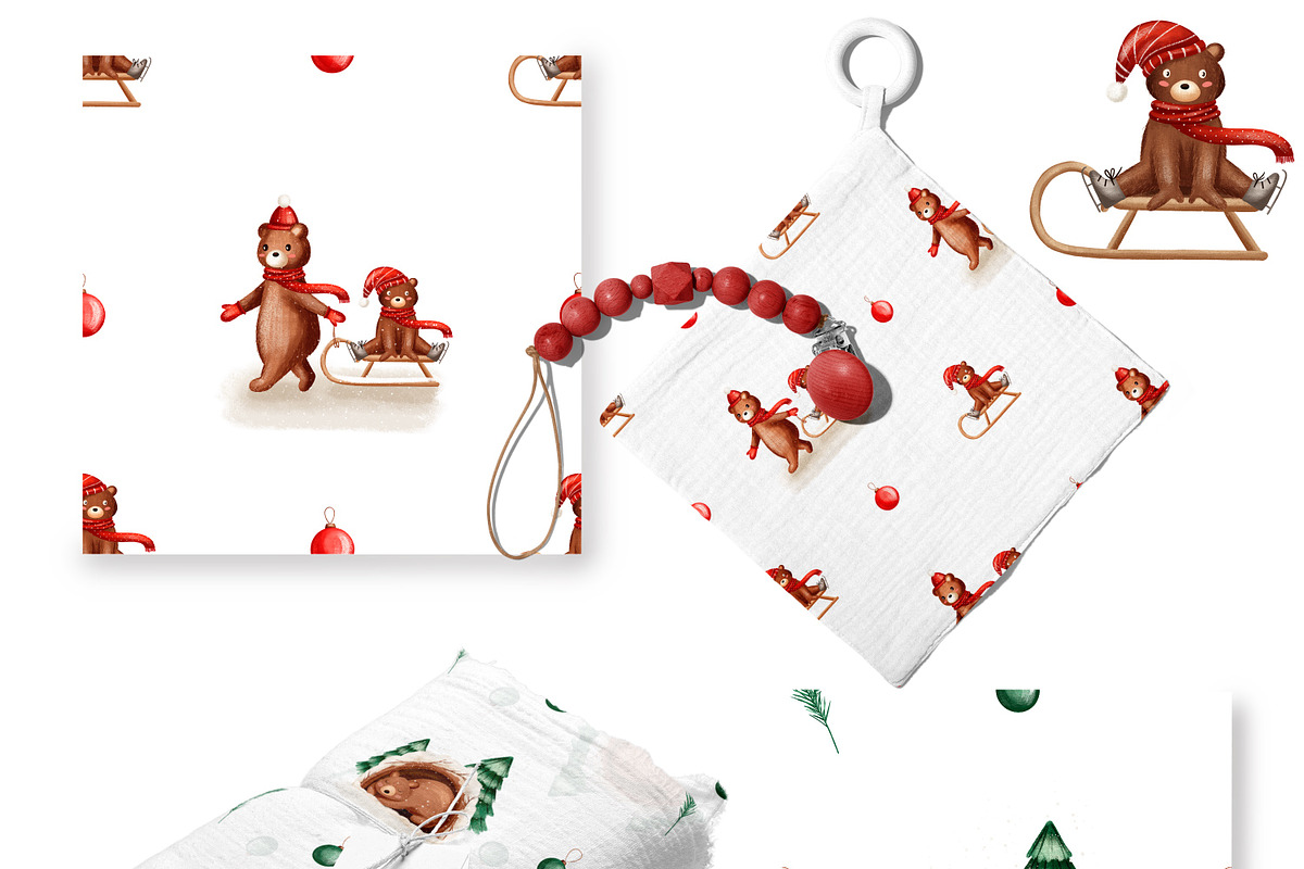 Christmas Taddy Bear. Illustration, an Animal 3D Model by Linerisyart (Photo 5 of 16)