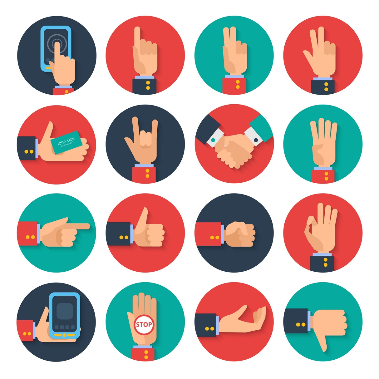 Body language hand gestures icons, an Icon by Macrovector