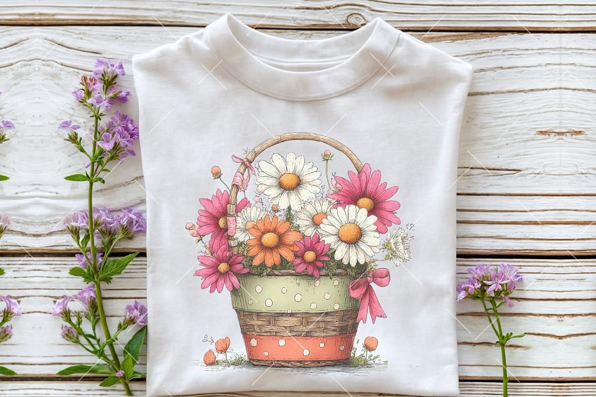 Whimsical Flower Basket Clipart, an Illustration by OK Design (Photo 5 of 6)