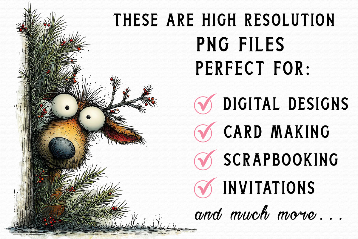 Peeking Christmas Animal Clipart, an Illustration by Libby Wishes (Photo 3 of 7)