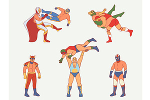 Mexican show wrestlers. Lucha libre, a Sport Illustration by YummyBuum