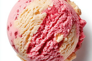 Scoop of colorful ice cream on white background, a Food & Drink Photo by AlyaAnd