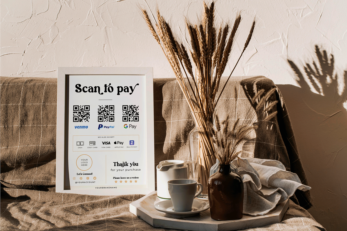 Scan to pay QR code Canva Template, a Flyer Template by Hellohastore (Photo 5 of 7)