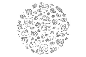 Vector Illustration of Cheese Types, a Food Illustration by Tettygreen