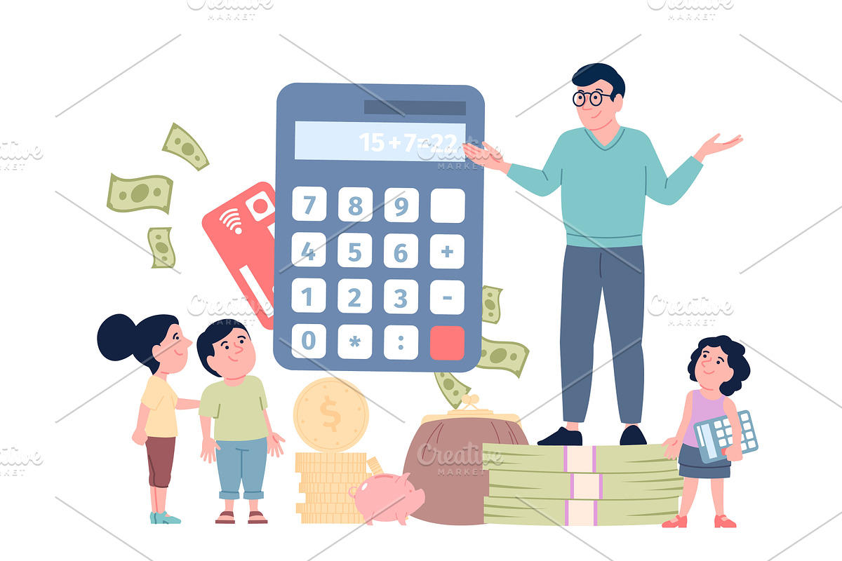 Financial literacy teaching. Man, a Finance Illustration by LadadikArt
