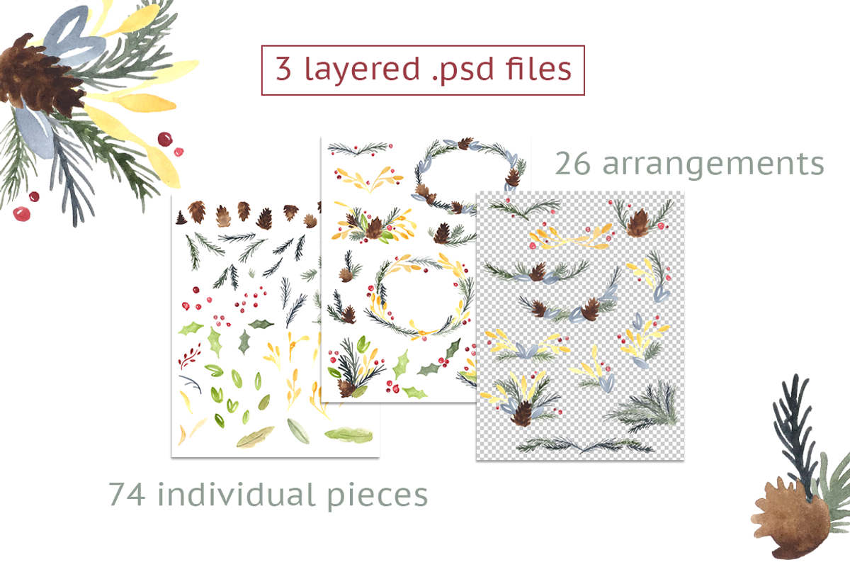 Festive Winter Florals, an Illustration by plaidGecko (Photo 3 of 4)
