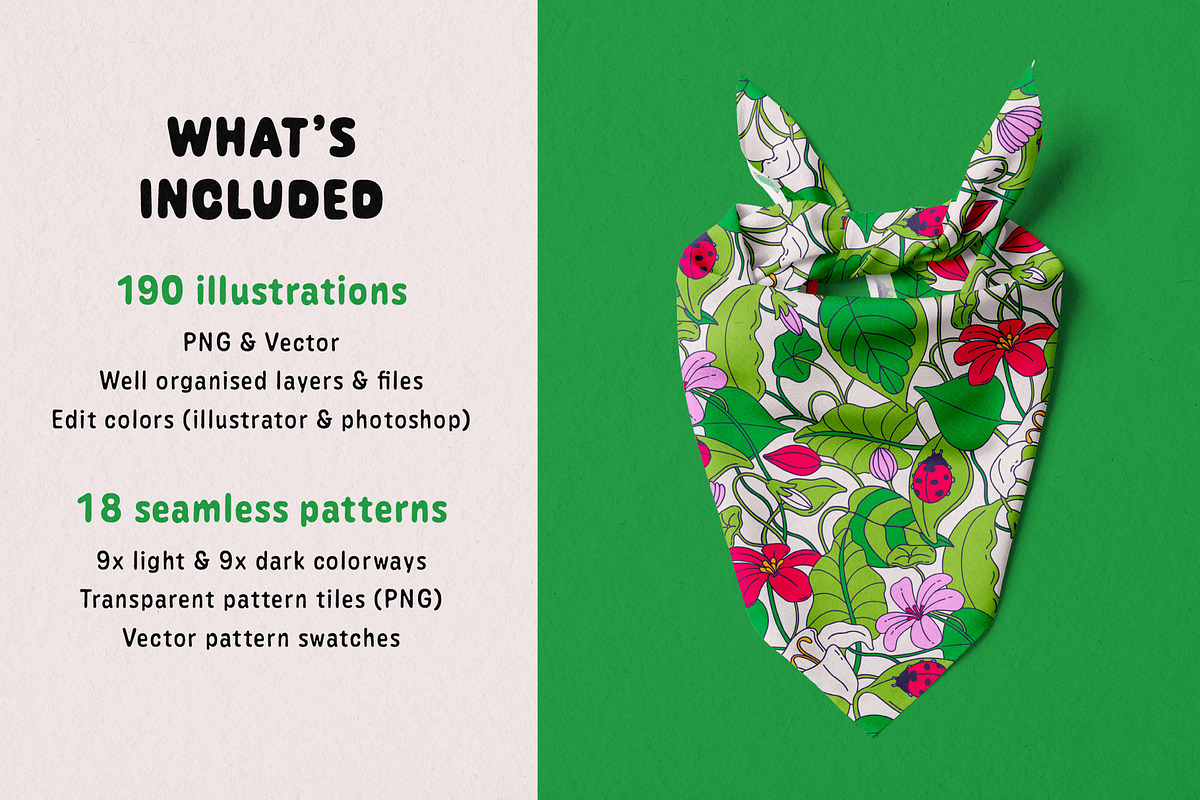 Wild Garden Vector Collection, a Pattern Graphic by rouxsupplyco (Photo 2 of 13)