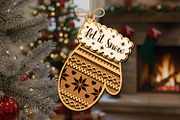 Christmas Mitten Ornament SVG Bundle, a Decorative Illustration by svgocean (Thumbnail 2 of 13)