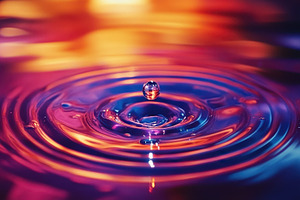 Water droplet creates vibrant ripple, a Background Photo by Pixeness Studio