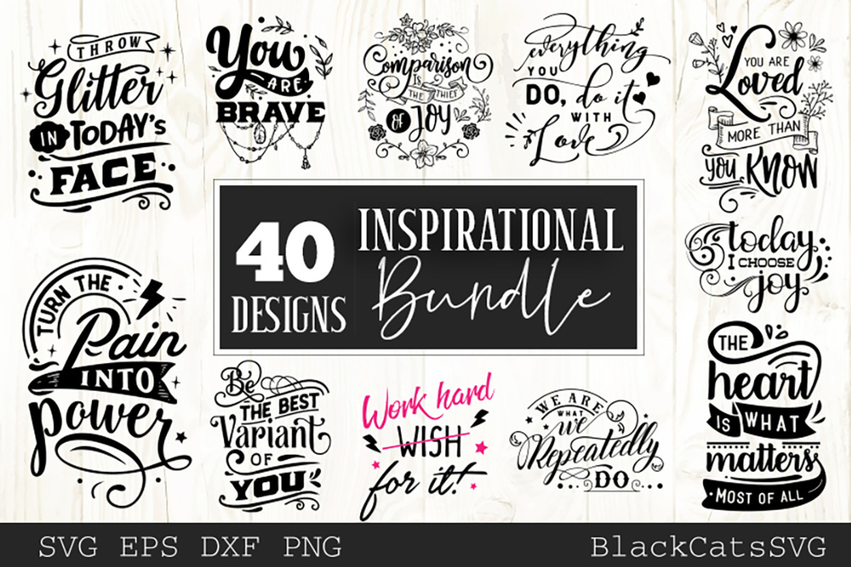 Inspirational Bundle SVG 40 designs, an Illustration by BlackCatsMedia (Photo 2 of 4)