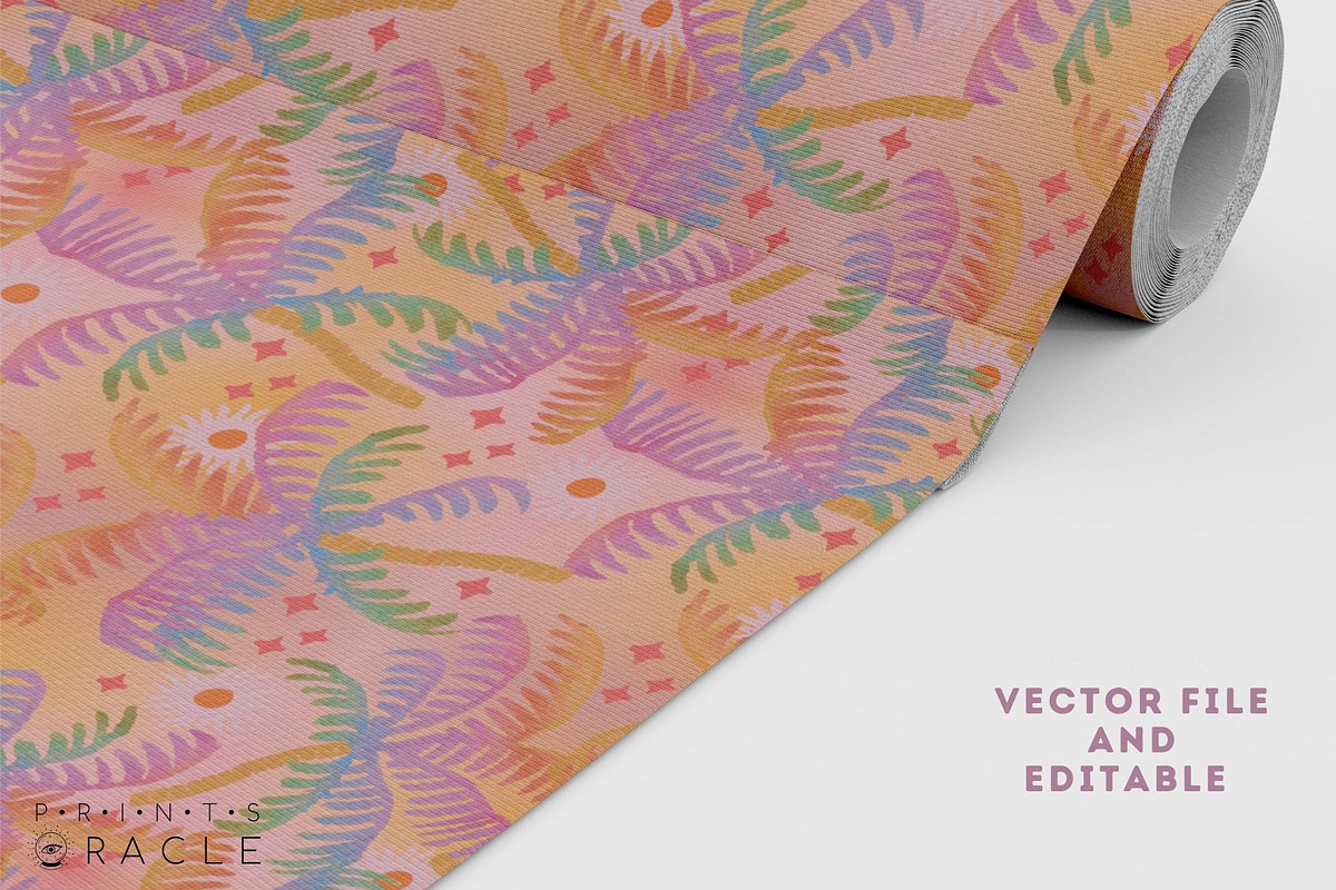 Pastel palm tree seamless pattern, a Pattern Graphic by Amalia de los Santos (Photo 3 of 4)