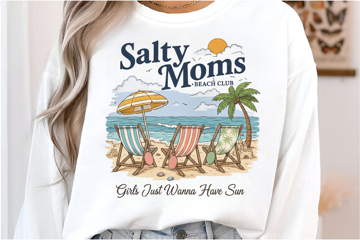 Salty Moms Beach Club Retro Summer, an Illustration by Designking (Photo 6 of 6)