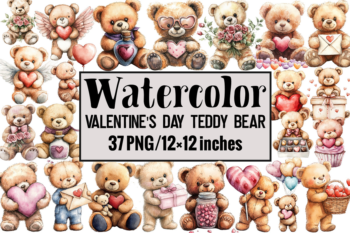 Valentine's Day Teddy Bear, an Illustration by Design Market (Photo 1 of 3)