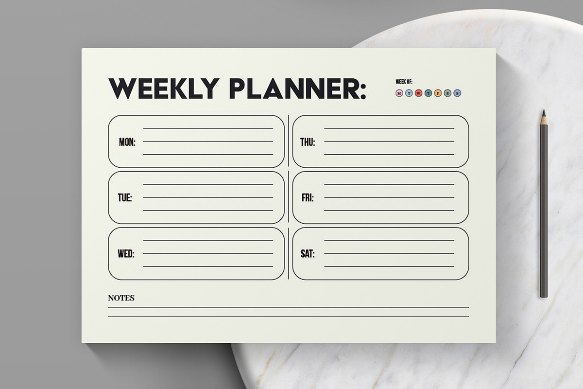 Clean Weekly Planner Template Design, a Stationery Template by MightyDesign (Photo 3 of 6)