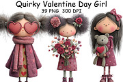 Quirky Valentine Day Girl Clipart, an Illustration by CraftArtStudio (Thumbnail 1 of 6)