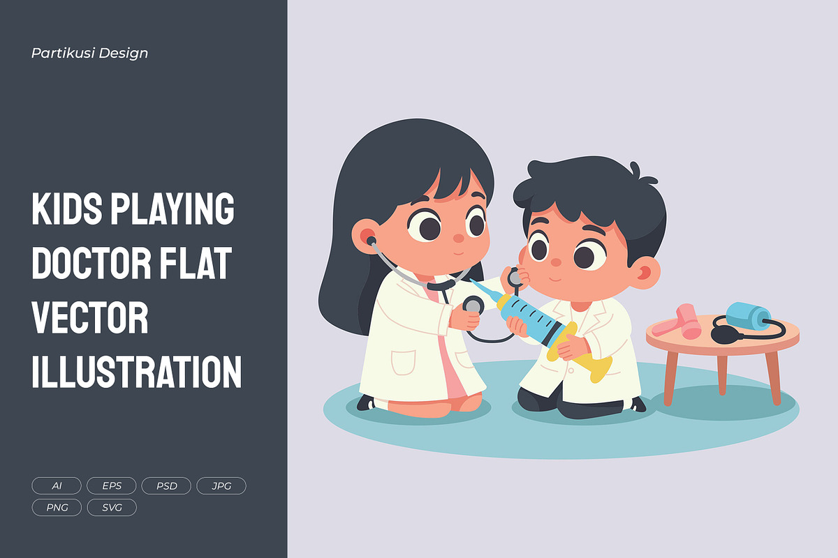 Kids Playing Doctor Flat Vector, a Person Illustration by Partikusi Design (Photo 1 of 3)