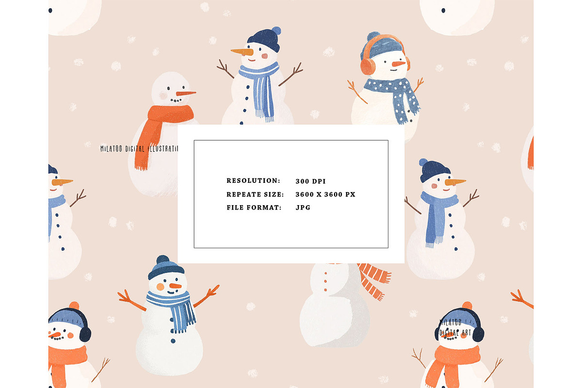 Christmas snowman pattern winter fun, a Pattern Graphic by Milatoo (Photo 4 of 4)