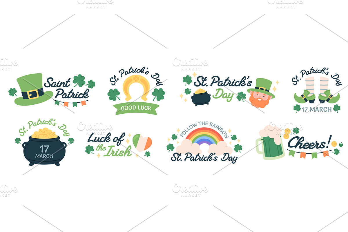 St. Patricks day text labels, an Object Illustration by LadadikArt
