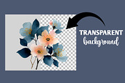 Watercolor Blush and Blue Leaves Flo, an Illustration by Designworld (Thumbnail 6 of 6)