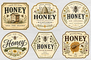 Vintage Honey Jar Label PNG, a Seasonal Illustration by Rose Art (Thumbnail 2 of 3)