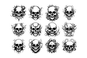 Tattoo relics skulls black ink, an Object Illustration by Valerie Bodnar