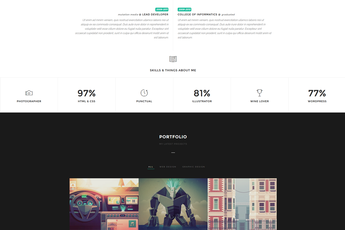 Bold - Personal Resume and Portfolio, a Bootstrap Template by Linewp (Photo 4 of 5)