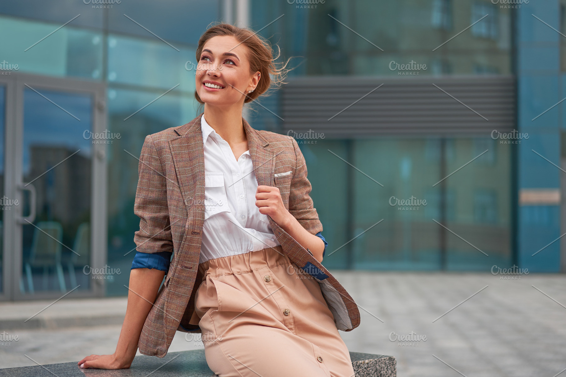 Businesswoman successful woman business person standing arms crossed outdoor co, a Person Photo by andreonegin market
