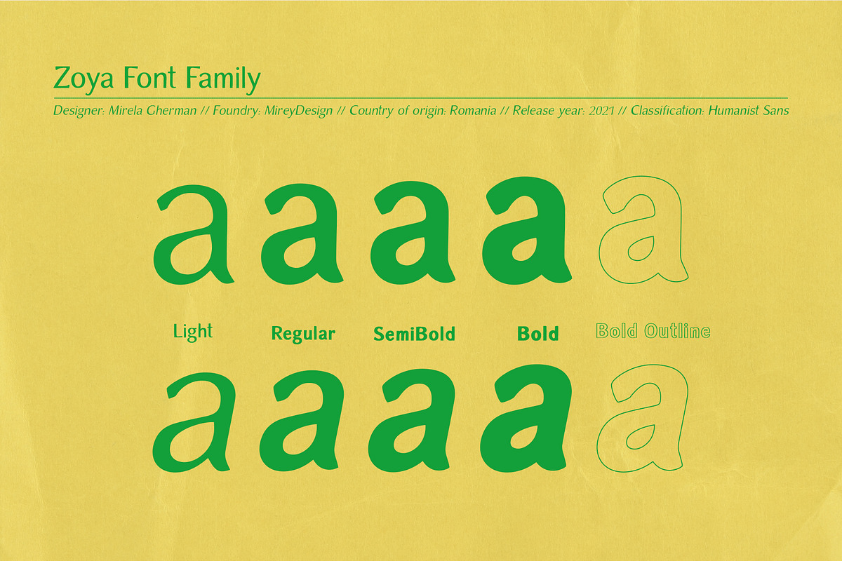 ZOYA, a Sans Serif Font by Mirela Gherman (Photo 3 of 15)