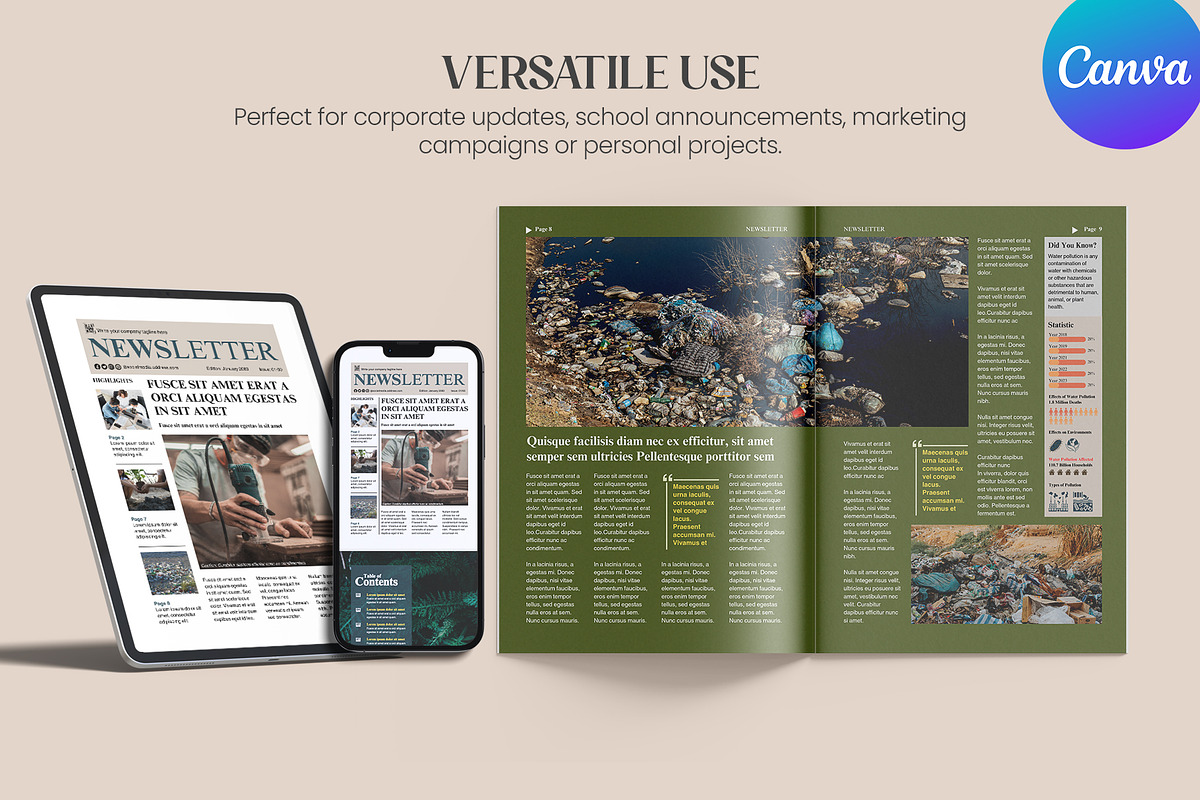 Multipurpose Newsletter Template, a Magazine Template by Oshin Design