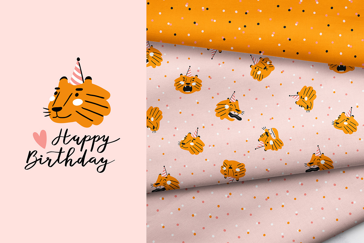 Celebratory tigers patterns+card, a Pattern Graphic by Alenkakarabanova (Photo 3 of 3)