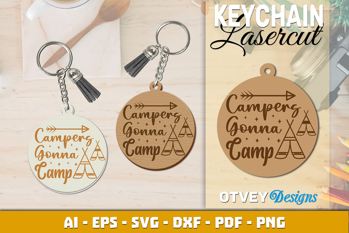 Camping Keychain Lasercut Bundle 15, an Object Graphic by OTVEY DESIGN