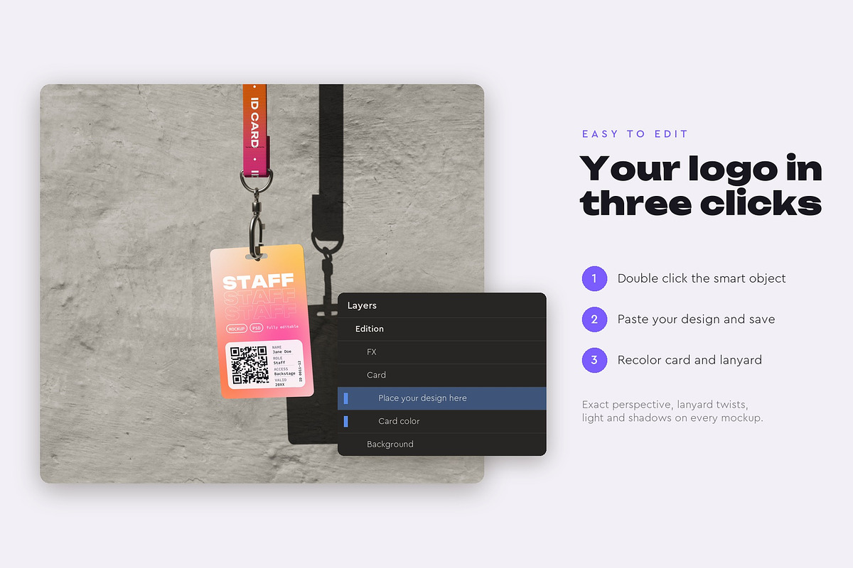 ID Card Lanyard Mockup Pack, a Merchandise Mockup by Motion-Box (Photo 4 of 4)