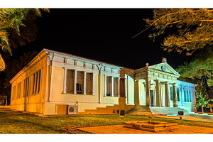 Town hall of paphos at night cyprus containing house, cyprus, and exterior, an Architecture Photo by Leonid Andronov
