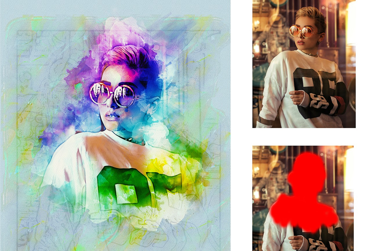 Watercolor Portrait Art, an Action Add-On by MRI STUDIO (Photo 9 of 15)