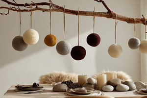 Hanging felt sphere decor, a Photo by Beautiful things