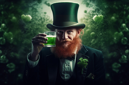 st patrick's day elf drinking beer., a Person Photo by Pictures for you!!!!!!!!!