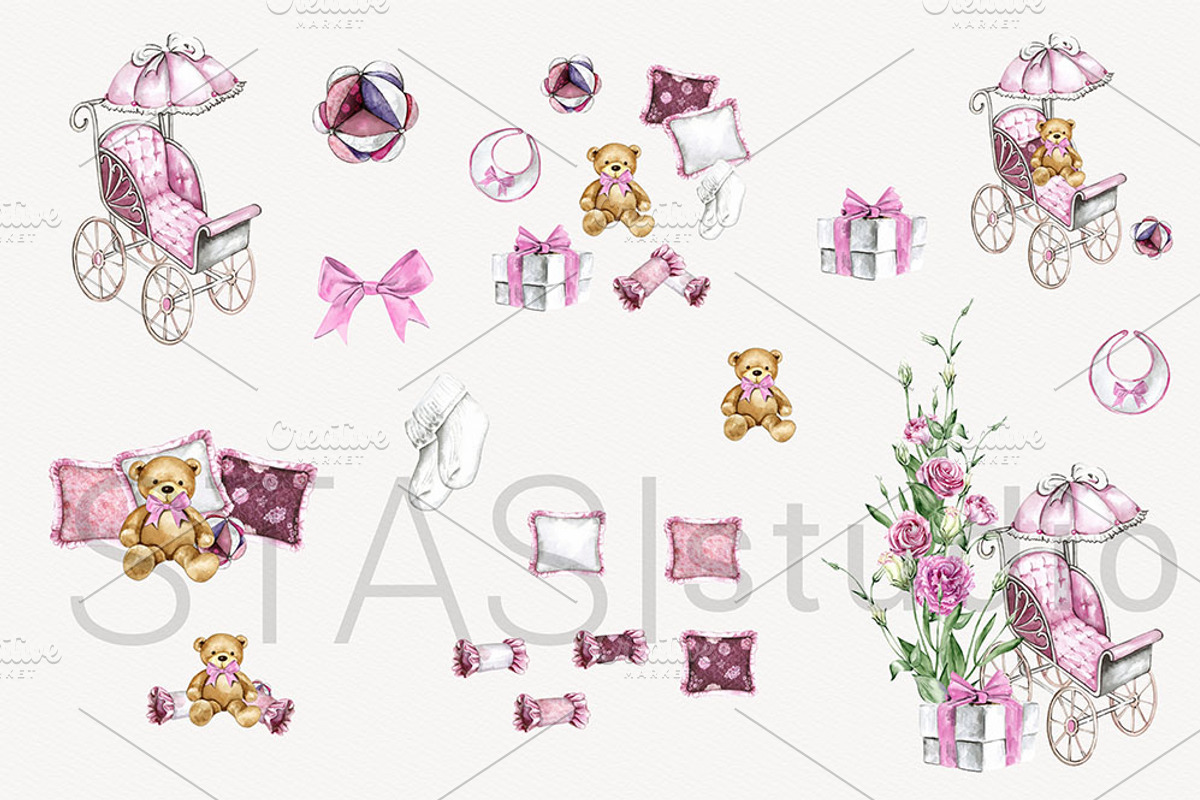 Baby Girl Watercolor Clipart, a Decorative Illustration by STASIstudio (Photo 2 of 3)