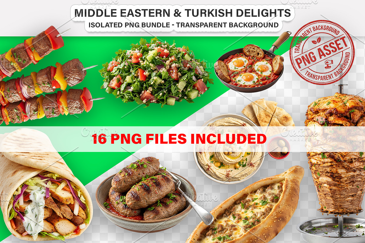 Middle Eastern & Turkish Food - PNG, a Food Illustration by Nurlan's shop (Photo 1 of 3)