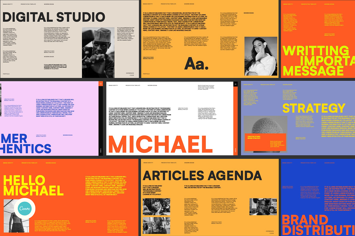 Michael - Brand Portfolio Canva, a Presentation Template by Creatorism (Photo 1 of 9)