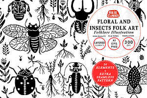 Floral and Insects Folk Art