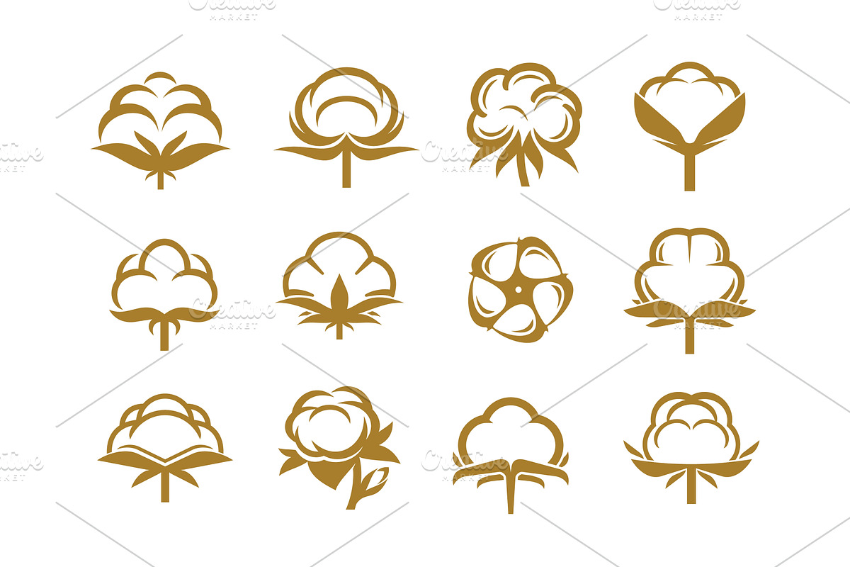 Cotton icons, vector flowers, an Object Illustration by Vector Tradition