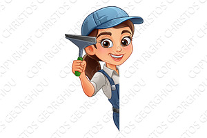 Woman Female Squeegee Window Cleaner, a Person Illustration by Christos Georghiou