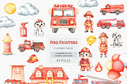 Fire truck watercolor Fire engine, a Transportation Illustration by Invite to Clipart (Thumbnail 1 of 5)