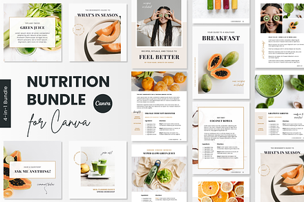 4-in-1 Nutrition Bundle for Canva, a Templates & Theme by Erin Cassidy