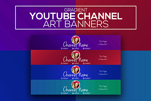 Gradient Youtube Channel Art Banners, a Social Media Template by RussGFX