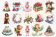 Grandmillennial Christmas Clipart, an Illustration by Dream Creation (Thumbnail 2 of 4)