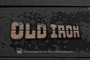 Old iron text effect | PSD file
