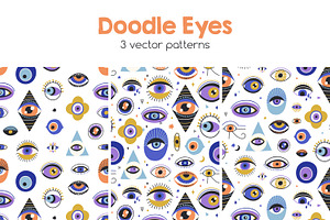 Doodle Eyes Seamless Patterns